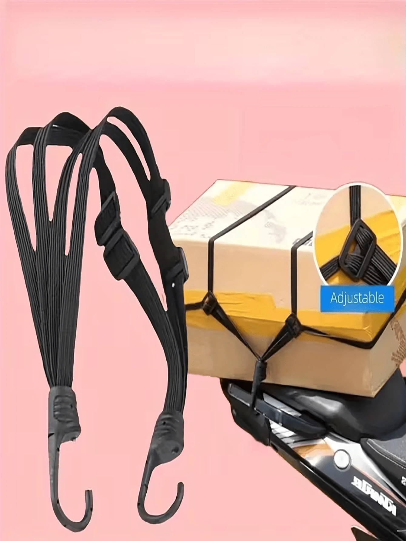 Motorcycle Helmet Luggage Rope, Bungee Rope, Bandage, Helmet Luggage, Retractable Elastic Strap, Off-Road Vehicle Luggage Net, Luggage Rack, Elastic Mesh Bag, Vehicle Trunk Cargo Net, Safety Protective Net