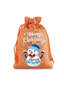 8/1件圣诞节抽绳礼品袋，圣诞节包装袋，粗麻布袋，装饰性节日派对礼物，圣诞节粗麻布袋，捆绑袋，跨境派对节日礼品袋，抽绳儿童卡通糖果袋，粗麻布袋，万圣节，圣诞节 - 彩色 - 查看 7