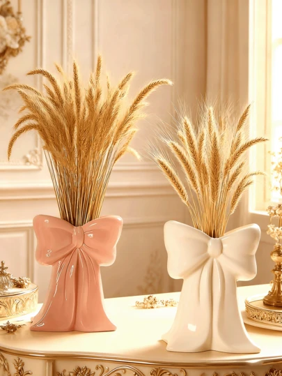 1 pezzo Vaso in poliresina alla moda con decorazione a fiocco, vaso da arredamento femminile, vaso in poliresina a forma di fiocco per decorazione romantica di matrimonio, regalo di matrimonio, regalo di laurea, regalo di compleanno, regalo per le vacanze, regalo per fidanzata/fidanzato