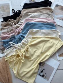 Asymmetrical Draped Blouse, Summer Launch, Color Candy, Ribbed, Mule Sleeve - 紅色 - 查看 6