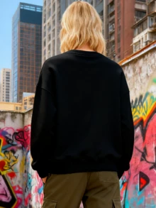 RICK OWENS ON MY FEET Short-Sleeve Unisex Long-Sleeve Sweatshirt - 黑色 - 查看 5