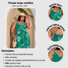 Women's Plus Size Printed Long Dress With Waistband, Lightweight Fabric, Summer Curve G1 And G2 - 薄荷綠 - 查看 6