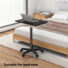 1pc 2025 New Portable Desk With Wheels, Height Adjustable Bedside Table, Standing Workstation, Computer Office Desk, Lectern - Multicolor - View 3