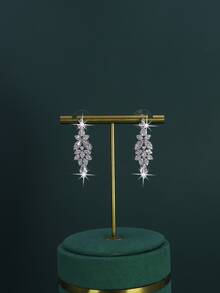 Conjunto de 5 joias de casamento em formato de V banhadas a ouro branco, feitas à mão com zircônia cúbica 3D, incluindo colar, pulseira, brincos e anel, adequado para uso diário e casamento, presente de aniversário de casamento (vem em caixa de presente dourada), presente de Natal incluído - Terno de noiva em forma de V - Ver 7