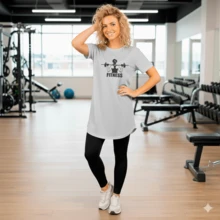 Longline T-Shirt Dress Fitness Casual Women's T-Shirt Various Occasions Fitness Woman - 灰色 - 查看 1