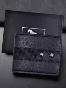 Cartera De PVC Suave Con Capacidad Grande, Ranuras Para Múltiples Tarjetas Y Diseño De Relieve Horizontal De Moda Para Hombre. - Negro - Ver 5