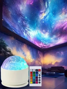 1PC Aurora Borealis Star Projector Lamp With Remote Control LED Star Projector USB Powered, Suitable For Room Decoration, Party Decoration, Home Valentine's Day Gift USB Plug-In Bedside Lamp
