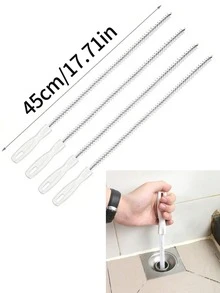 5pcs Drain Brush, Long Drain Blockage Removal Tool, Pipe Brush Cleaner With Nylon Bristles, Sink Drain Cleaner For Bathroom, Kitchen Sink, Bathtub, Shower And Sewer Drain Cleaner, Hair Removal Drain Blockage Remover, Sink Brush, Pipe Blockage Removal Tool, Complimentary Hook