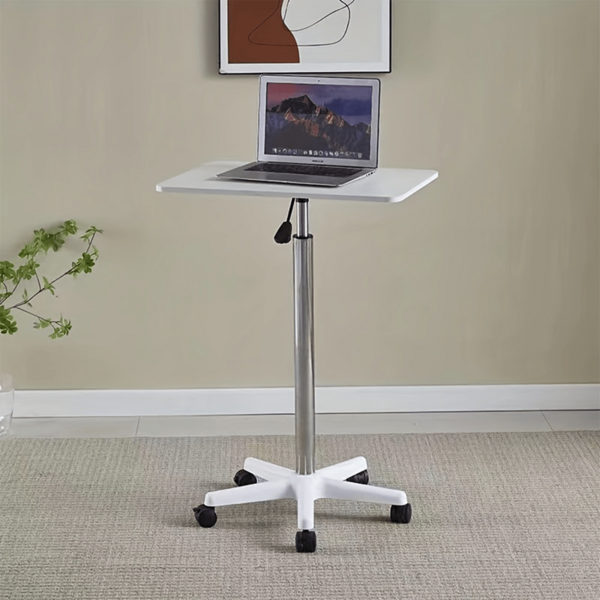 1pc 2025 New Portable Desk With Wheels, Height Adjustable Bedside Table, Standing Workstation, Computer Office Desk, Lectern