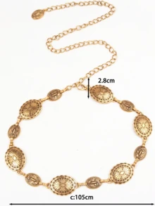Women's Western Metal Conch Belt Cowboy Dress Chain Belt Cowboy Country Concert Clothing Accessories Waist Chain Fall, Autumn, Halloween    Geometric    Boho    Zinc Alloy    Chain - 金色 - 查看 3