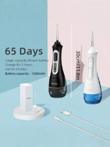 Seago 无绳便携式口腔冲洗器，5 种模式（含 DIY 模式），水牙线牙签（含 5 个喷嘴头）收纳袋，适合居家旅行，日常牙齿护理礼物，电池容量：1500mAH，优质水牙线，高品质水牙线，最佳礼物，奢华毕业礼物，结婚礼物，母亲节礼物，父亲节礼物 - 黑色 - 查看 6