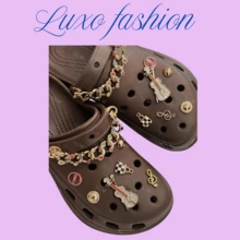 Croco-Style High-Heeled Flip-Flops With Randomly Selected Pendant - Soft And Comfortable - 咖啡棕 - 查看 1
