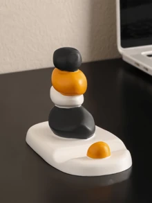 1件叠石雕塑 - 抽象平衡岩石艺术树脂雕塑，5.5英寸，时尚优雅设计，桌面装饰摆件，适合作为家居和办公礼品、生日礼物、毕业礼物（由于产品尺寸相对较小，请在购买前查看尺寸详情）