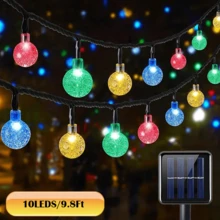 Solar Powered Crystal Ball Hanging Lights - Outdoor Garden Decor String Lights, 10/20/50/100 LED Lights With Multiple Components, Semi-Embedded Installation, Button Control, Detachable Lamp, Embedded, Plastic Lampshade - Ideal For Wedding, Party, Patio, Garden, Christmas And Halloween Celebrations.