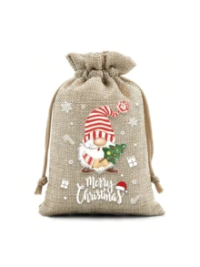8/1件圣诞节抽绳礼品袋，圣诞节包装袋，粗麻布袋，装饰性节日派对礼物，圣诞节粗麻布袋，捆绑袋，跨境派对节日礼品袋，抽绳儿童卡通糖果袋，粗麻布袋，万圣节，圣诞节 - 彩色 - 查看 6