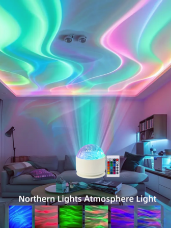 1PC Remote Control Aurora Projector Lamp With USB Powered LED Northern Lights, Bedroom Decoration, Create Aurora Effect, Modern Mood Lighting, Plastic Material Lightweight Design, Home Decor