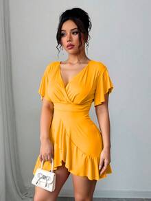 Women Short Dresses - Yellow - View 2