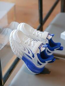 1双春季新款网面儿童运动鞋，女童轻便休闲厚底运动鞋，男童跑步鞋 - 藍色 - 查看 5