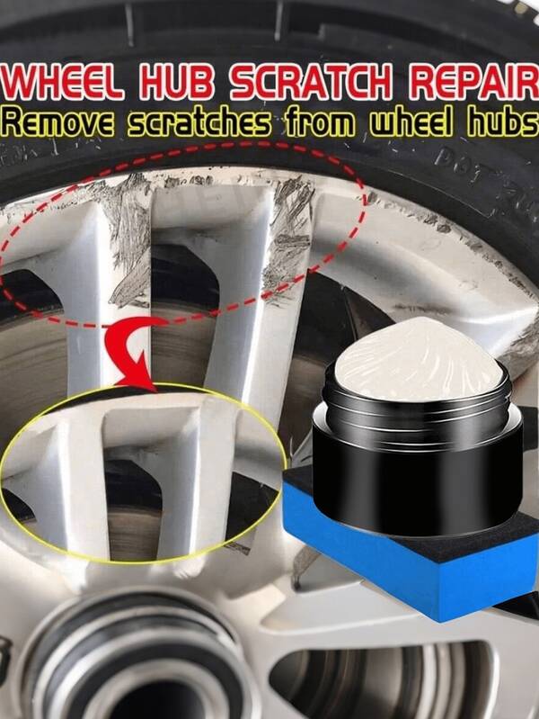 Auto Radnaben Kratzer Reparatur Set, Polierpaste, Entfernung von Oxidation und Lackabblätterung an Radkästen und Legierungsoberflächen, Reparaturwachs, Rostschutz, Chromreparaturmittel