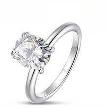 1/2/3 克拉天然钻石 925 纯银椭圆形戒指，适合庆典、派对、节日、生日、结婚纪念日的精美礼物，适合送给母亲、爱人、朋友、母亲节、生日的难忘礼物 - 2.0克拉 - 查看 6