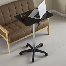 1pc 2025 New Portable Desk With Wheels, Height Adjustable Bedside Table, Standing Workstation, Computer Office Desk, Lectern - Multicolor - View 2