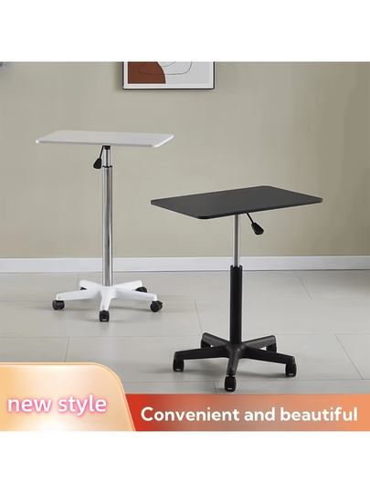 1pc 2025 New Portable Bureau Wheels, Height Adjustable Bedside Table, St ing Workstation, Computer Office Desk, Lectern view 5