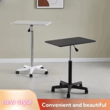 1pc 2025 New Portable Desk With Wheels, Height Adjustable Bedside Table, Standing Workstation, Computer Office Desk, Lectern - Multicolor - View 5
