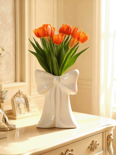 1pc able Ceramic Vase Bow Girl Home Vase, Romantic Wedding ation Shaped Graduation Birthday Holiday Girlfriend/Boyfriend view 4