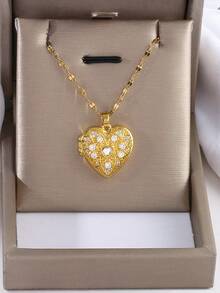 Personalized Photo Heart Locket Necklace, Love Locket With Photo, Tiny Gold Locket, Memorial Gift For Her, Best Friend Jewelry, Gift Mum Sunshine Photo Locket, Minimalist Gifts, Solid Custom Pendant Made Necklace Zirconia, Hip Hop Jewelry Print Picture CharmBest, Christmas Gift