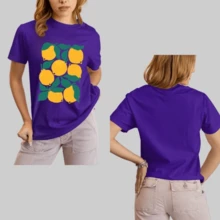 Camiseta Limão Fofo Natureza Árvore Moda - Infantil Plus Size Feminina - Roxo - Visão 1
