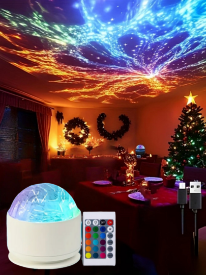 1PC Aurora Borealis Star Projector Lamp With Remote Control LED Star Projector USB Powered, Suitable For Room Decoration, Party Decoration, Home Valentine's Day Gift USB Plug-In Bedside Lamp