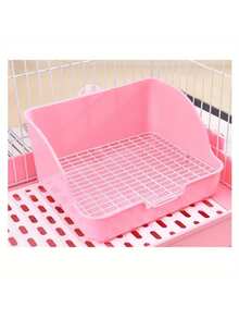 宠物兔砂盆，防溅尿盆，适用于雪貂、豚鼠、兔子、龙猫，方形砂盆，带钢丝/塑料底网 - 彩色 - 查看 16