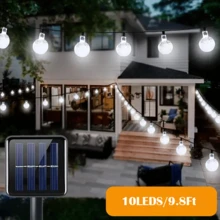 Solar Powered Crystal Ball Hanging Lights - Outdoor Garden Decor String Lights, 10/20/50/100 LED Lights With Multiple Components, Semi-Embedded Installation, Button Control, Detachable Lamp, Embedded, Plastic Lampshade - Ideal For Wedding, Party, Patio, Garden, Christmas And Halloween Celebrations.