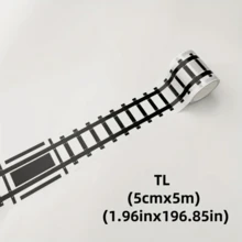 1 buc. bandă adezivă pentru șină de desene animate, 5 m, lucrată manual, bandă pentru drumuri de cale ferată, autocolant curbat pentru șină de mașină, drum în miniatură pentru casă de păpuși, șină de trafic, recuzită pentru scene de parcare, bandă autocolantă pentru marcarea locurilor de parcare, autocolant DIY, detașabil și fără urme, potrivit pentru decorul casei de păpuși, accesorii pentru casă de păpuși, cadouri pentru petreceri cu tematică sportivă, autocolante pentru exterior - Multicolor - Vizualizare 11