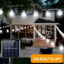 Solar Powered Crystal Ball Hanging Lights - Outdoor Garden Decor String Lights, 10/20/50/100 LED Lights With Multiple Components, Semi-Embedded Installation, Button Control, Detachable Lamp, Embedded, Plastic Lampshade - Ideal For Wedding, Party, Patio, Garden, Christmas And Halloween Celebrations.