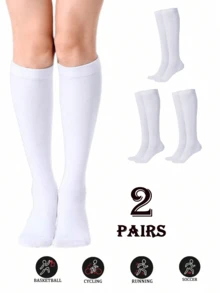 1/4 đôi tất nữ dài đến đầu gối, tất thể thao ngoài trời, tất dài thường ngày, thích hợp cho các hoạt động ngoài trời/mặc hàng ngày, tất thoải mái. - trắng - Xem 8