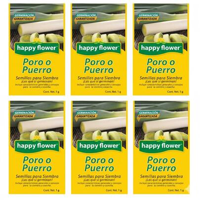 Pack de 6 Semillas de Poro o Puerro Happy Flower – Germinación Garantizada (1 g c/u)