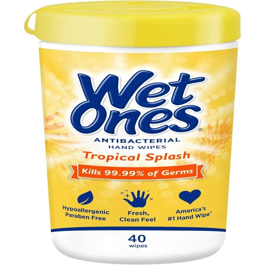 Wet Ones AntibacterialHand Wipes, Tropical Splash Wipes | Antibacterial Wipes, Hand Sanitizer Wipes, Wet Ones Wipes, 40 Ct Canister - MàuC - Xem 1