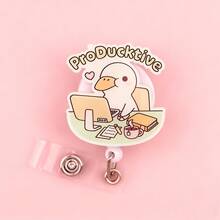 Cuộn đựng thẻ chữ D có thể thu gọn với thiết kế hoạt hình dễ thương, dây đeo thẻ bệnh viện y tá dùng cho văn phòng 1 chiếc - trắng - Xem 1