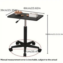 1pc 2025 New Portable Desk With Wheels, Height Adjustable Bedside Table, Standing Workstation, Computer Office Desk, Lectern - Multicolor - View 4