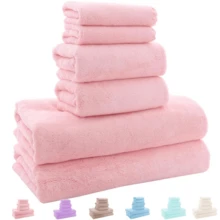 Soft Towel Set - Quick Drying - 2 Bath Towels 2 Hand Towels 2 Washcloths - Microfiber Coral Velvet Highly Absorbent Towel For Fitness, Bathroom, ,Spa,Sports, Yoga, Travel - Multicolor - View 1