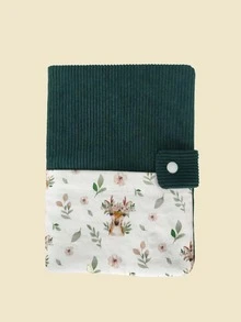 個性化燈芯絨嬰兒健康手冊封面，姓名刺繡，可愛圖案設計，疫苗接種紀錄夾，新生兒禮物，嬰兒洗禮禮物，美感嬰兒用品 - 彩色 - 查看 11