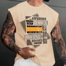 Ousy Regata Machão Urban Style Brooklyn New York 100% Algodão Estilo Casual - Creme - Visão 1