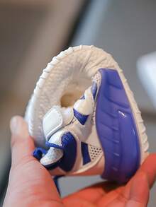 1双春季新款网面儿童运动鞋，女童轻便休闲厚底运动鞋，男童跑步鞋 - 藍色 - 查看 9