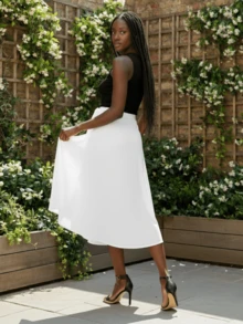 Women's Wrap Skirt, Adjustable Wrap, Tie-Up, Fashion Blogger - Blanco - Ver 3