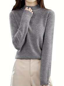 新款女士高领针织毛衣，修身剪裁，秋冬季百搭打底衫