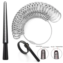 KLONKEE Adjustable Ring Sizer Tool Kit - Plastic Ring Mandrel, Reusable Finger Measuring Tape 1-17 US Ring Size, 27pcs Stainless Steel Ring Measuring Tool, US Ring Size 0-13 In Half Sizes - Multicolor - View 9