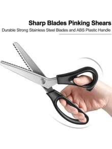 1 pieza Tijeras resistentes para cortar tela, tijeras dentadas, tijeras para scrapbooking con bordes decorativos para adultos, perfectas para diversos tejidos de costura, y papel kraft, herramienta de sastre profesional de mano.
