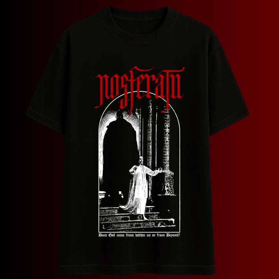 Halloween Nosferatu Vampire T-Shirt Gothic Horror Movie Halloween Blouse 100% Cotton - 黑色 - 查看 1