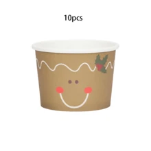 10 piezas Vasos desechables para aperitivos navideños 2026 Vasos de papel para helado con diseño de cinturón de Papá Noel y muñeco de nieve, tazones para postre, sopa fría o caliente para fiestas y decoraciones navideñas